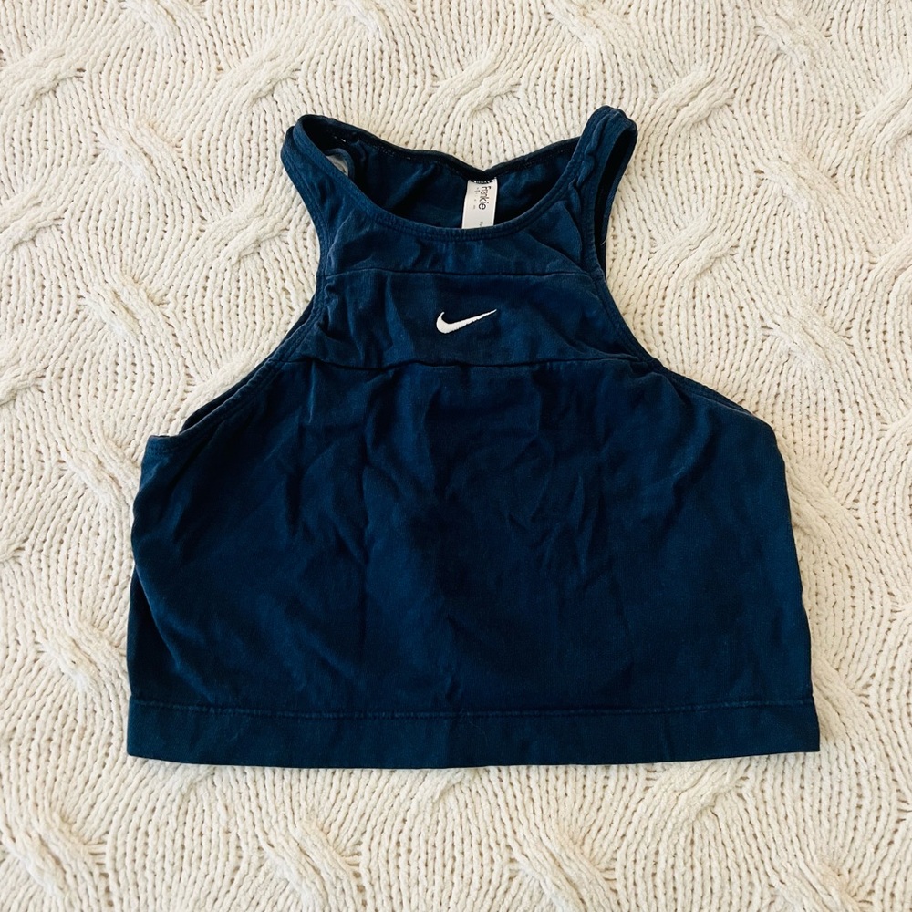 Navy Nike Reworked Cropped Tank Top